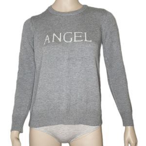 Victorias Secret Angel Sweater Crew Neck Soft Gray Embroidered Heart Size Medium